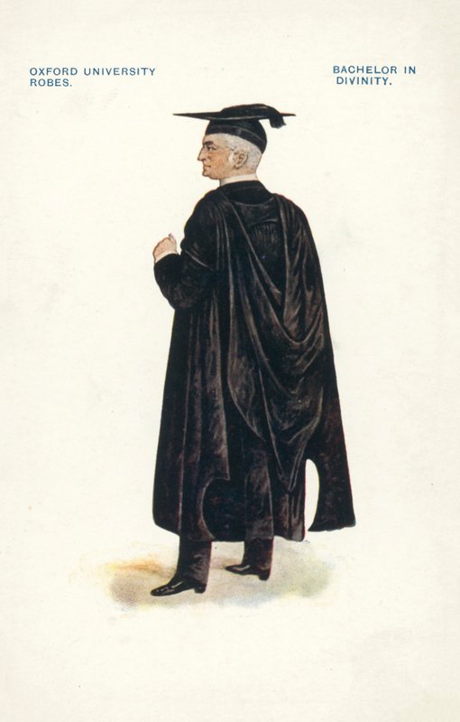 Oxfordi Egyetem köntös: Bachelor in Divinity (színes litográfia) alkotó: English School