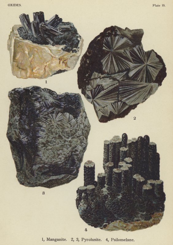 Ochidok, manganit, pirolízis, finom fekete (színes kő) alkotó: English School
