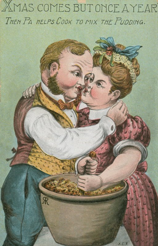 Pa és főzzük, kevergetve a karácsonyi pudingot (színes litho) alkotó: English School