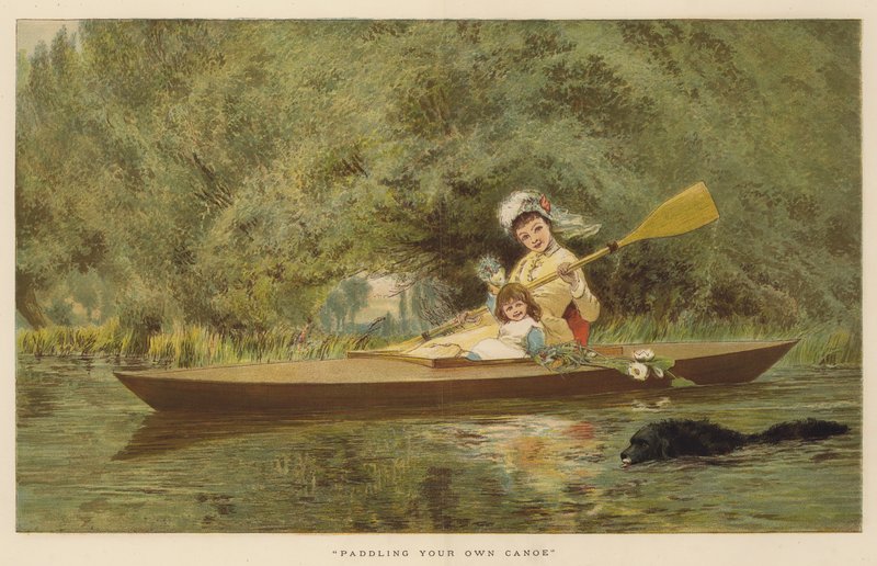 Evezz saját kenuval (chromolitho) alkotó: English School