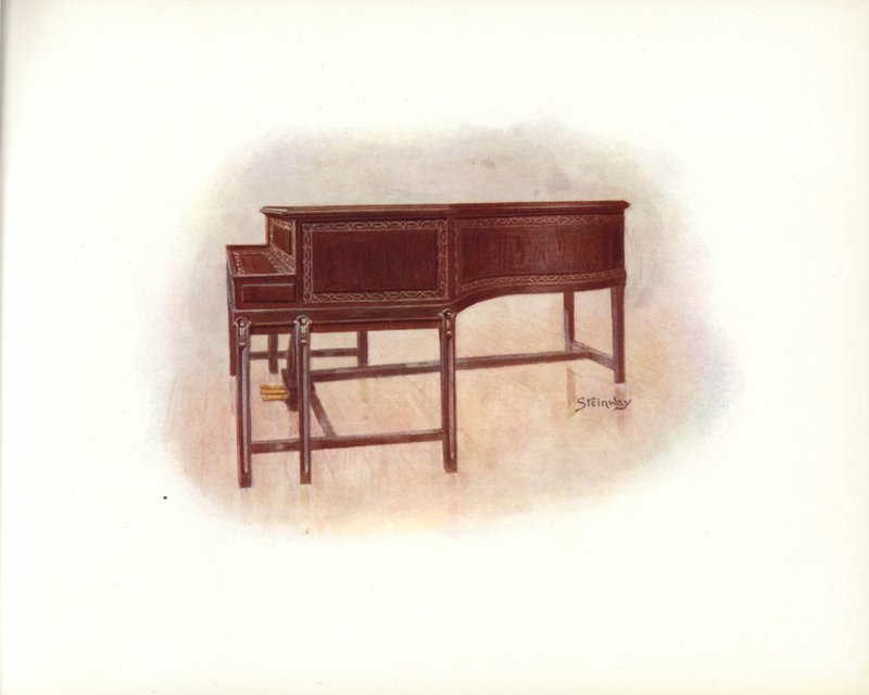 Oldal a Steinway & Sons művészeti katalógusából (színes litho) alkotó: English School