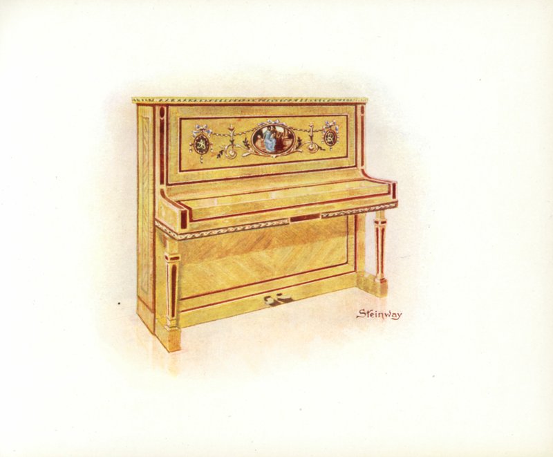 Oldal a Steinway & Sons művészeti katalógusából (színes litho) alkotó: English School