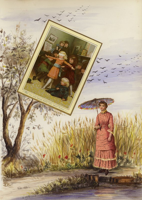 Oldal a késő viktoriánus vendégkönyvből (multimédiás) alkotó: English School