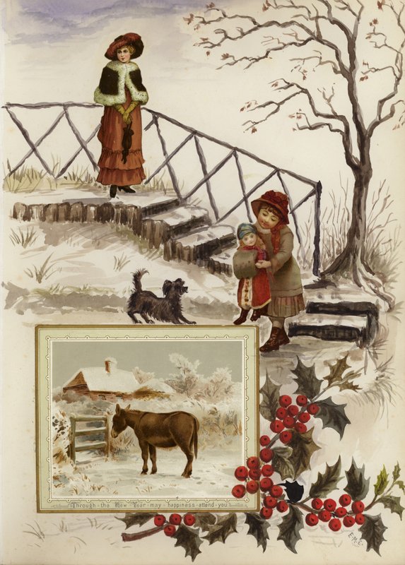Oldal a késő viktoriánus vendégkönyvből (multimédiás) alkotó: English School