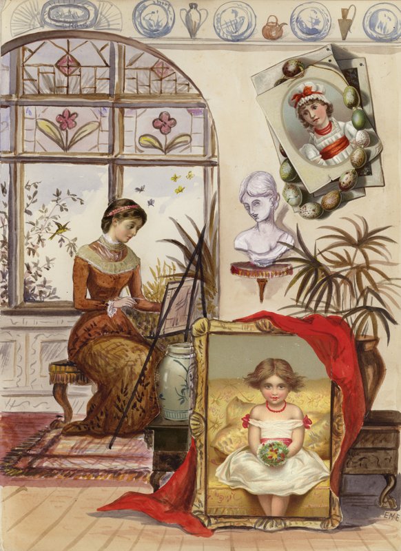 Oldal a késő viktoriánus vendégkönyvből (multimédiás) alkotó: English School