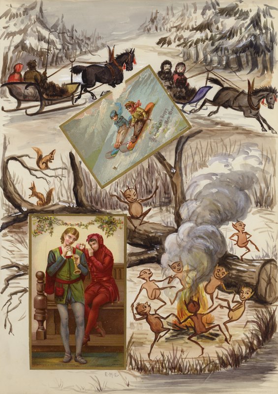 Oldal a késő viktoriánus vendégkönyvből (multimédiás) alkotó: English School