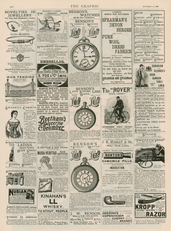 A The Graphic reklámoldala, 1888. szeptember 22 alkotó: English School