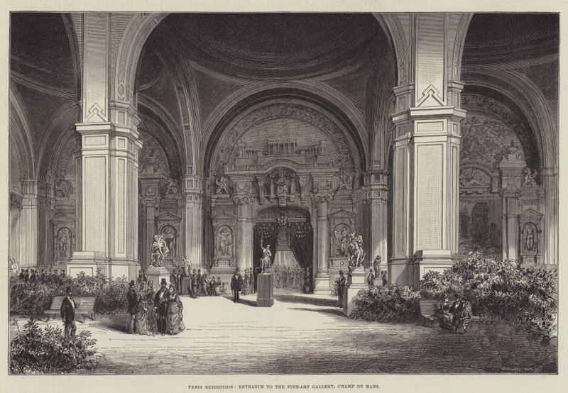 Párizsi Kiállítás, Bejárat a Képzőművészeti Galériába, Champ de Mars (metszet) alkotó: English School