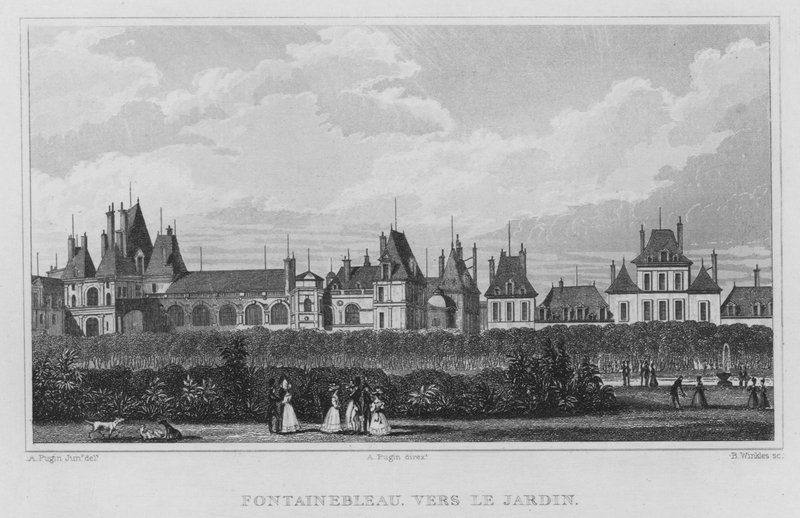 Párizs, Fontainebleau, A kert felé (metszet) alkotó: English School