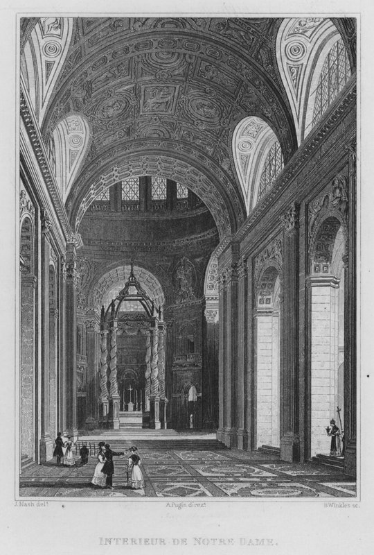 Párizs, a Notre Dame belseje (metszet) alkotó: English School