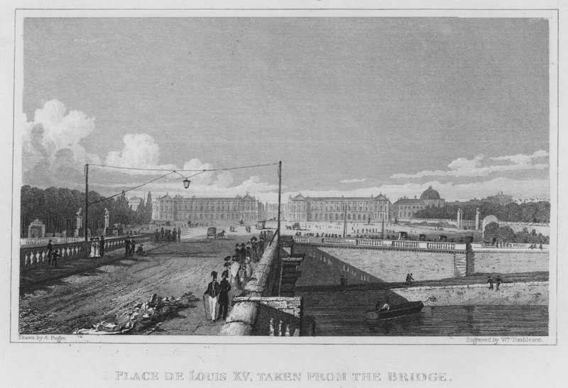 Párizs, Place De Louis XV, a hídról (metszet) alkotó: English School
