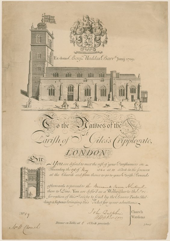 Szent Giles Cripplegate-i plébánia, átlép a határokon, meghívó, 1860 alkotó: English School