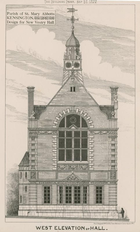 St Mary Abbots plébánia, Kensington, az új Vestry Hall terve alkotó: English School