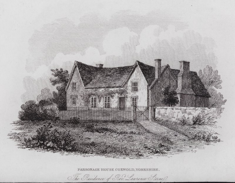 Parsonage House, Coxwold, Yorkshire, Laurence Sterne tiszteletes rezidenciája (metszet) alkotó: English School