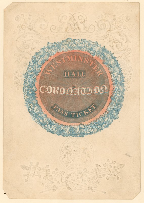 Belépőjegy IV. György király koronázási bankettjére a Westminster Hallban, 1821. július 17. alkotó: English School