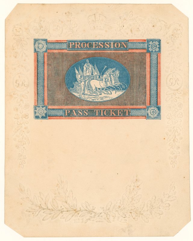 Belépőjegy a IV. György király koronázási körmenetére, 1821. július 17-én alkotó: English School