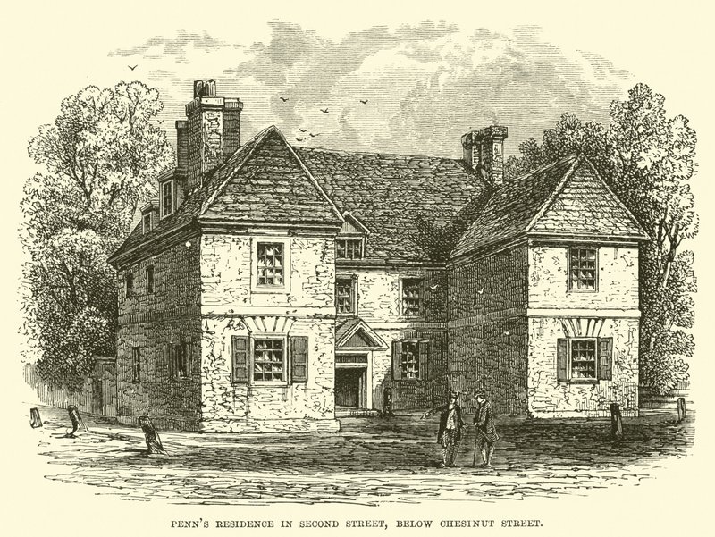 Penns Residence a Second Street-ben, a Chestnut Street alatt alkotó: English School