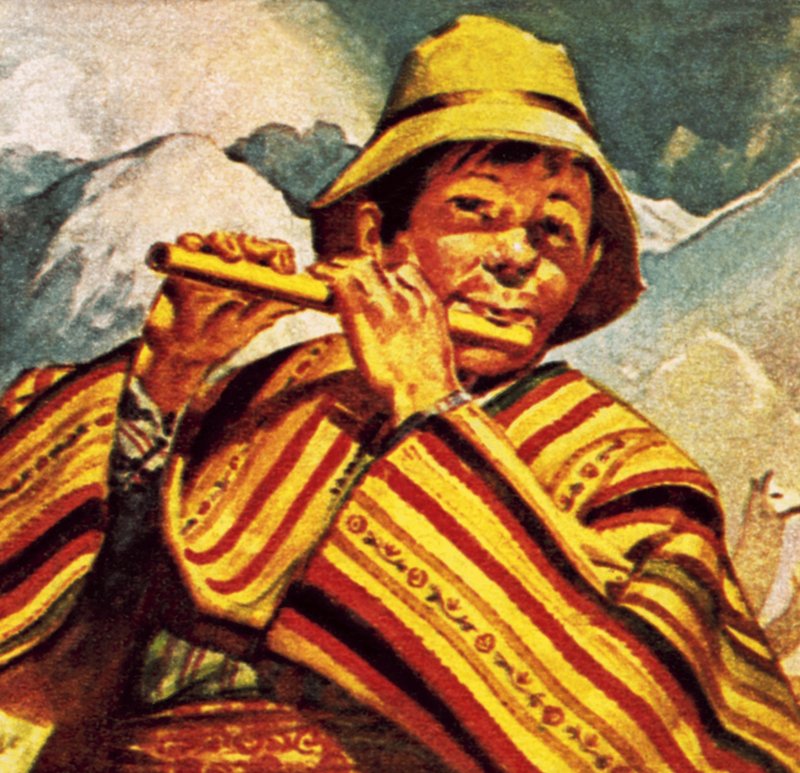 Perui férfi furulyázik alkotó: English School