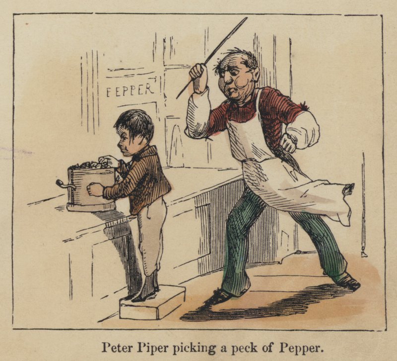 Peter Piper egy csipet borsot szed (színes metszet) alkotó: English School