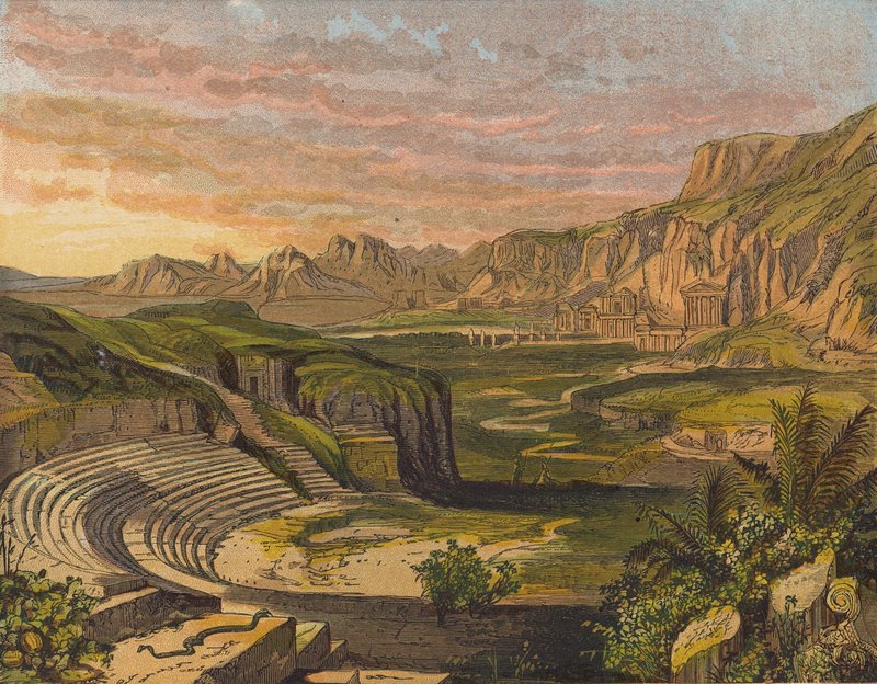 Petra, Jordánia (színes litográfia) alkotó: English School