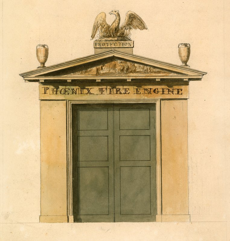 Phoenix Fire Engine House, Cockspur Street, London (wc papíron) alkotó: English School