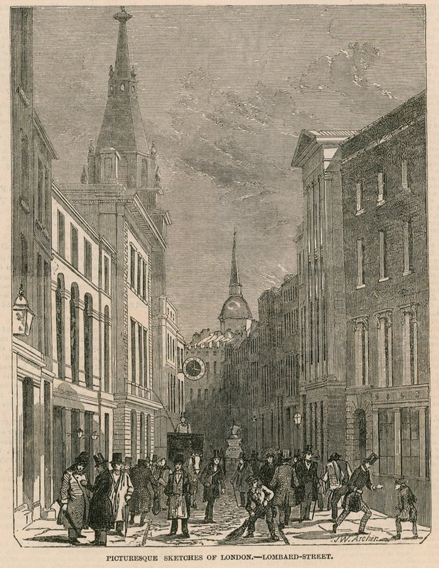 Festői vázlatok Londonról - Lombard Street alkotó: English School