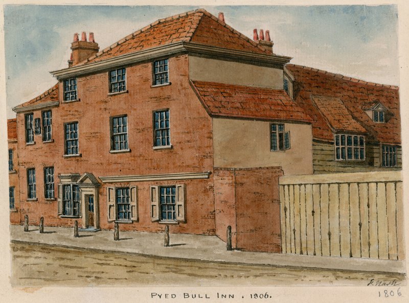 Pied Bull Inn, Islington (wc papíron) alkotó: English School