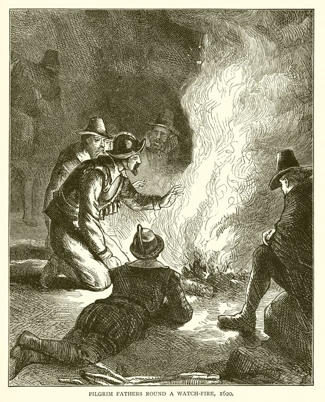 Zarándok atyák őrtűz körül, 1620 alkotó: English School