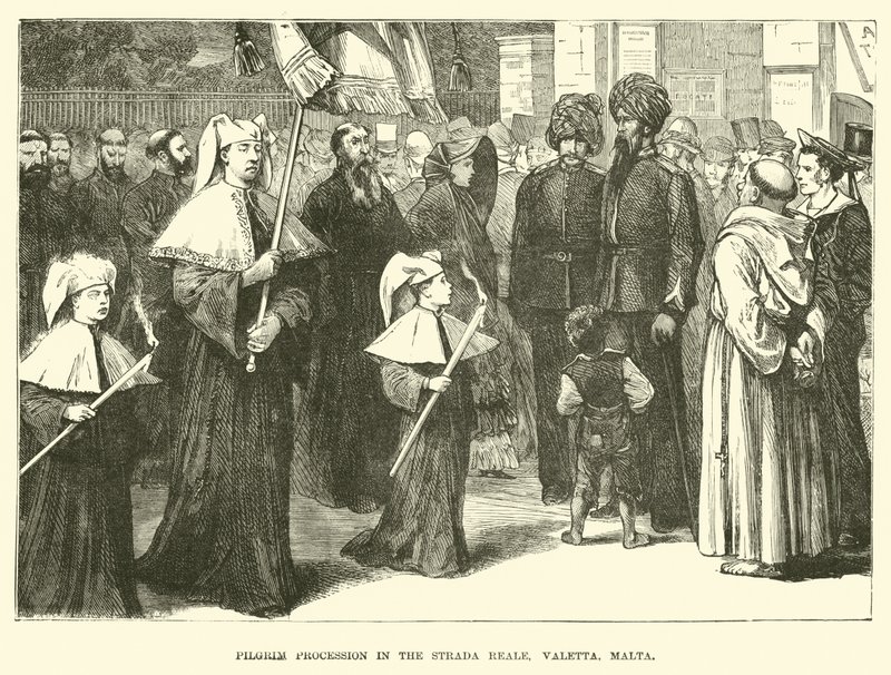 Zarándokmenet a királyi úton, Valletta, Málta alkotó: English School