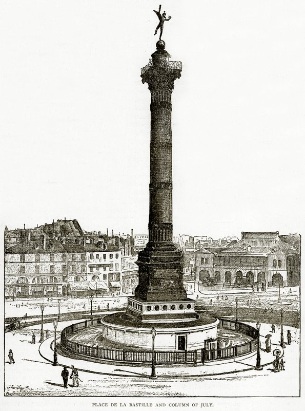 Place de la Bastille és július oszlopa, illusztrációja a régi és új Párizsból, H. Sutherland Edwards, 1893 alkotó: English School