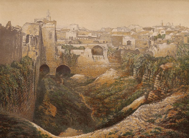 A Bibliában említett helyek: Bethesda tója (chromolitho) alkotó: English School