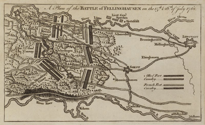 A villinghauseni csata terve, hétéves háború, 1761. július 15-16. alkotó: English School