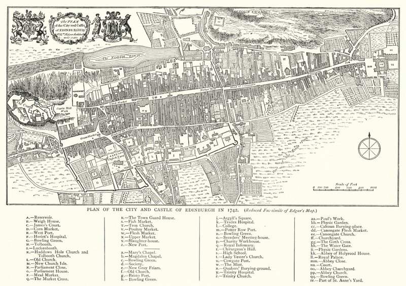 Edinburgh város és kastély terve 1742-ben (metszet) alkotó: English School