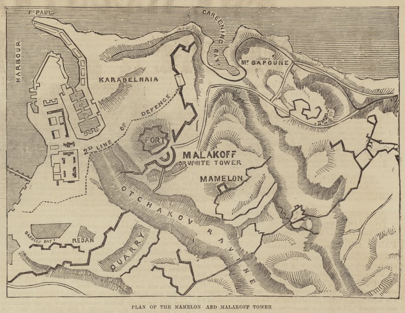 A Mamelon és Malakoff torony terve (metszet) alkotó: English School