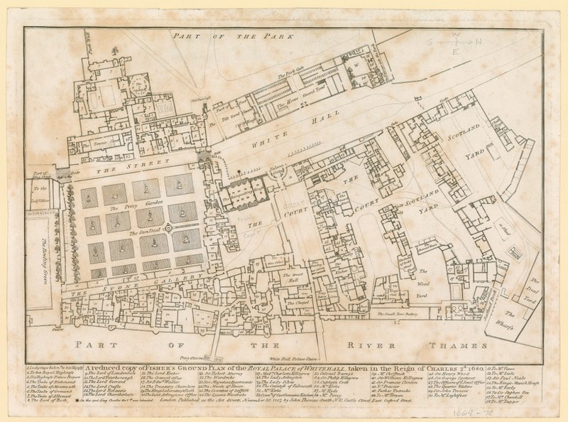 A Whitehall-palota terve II. Károly uralkodása idején, 1680-ban alkotó: English School