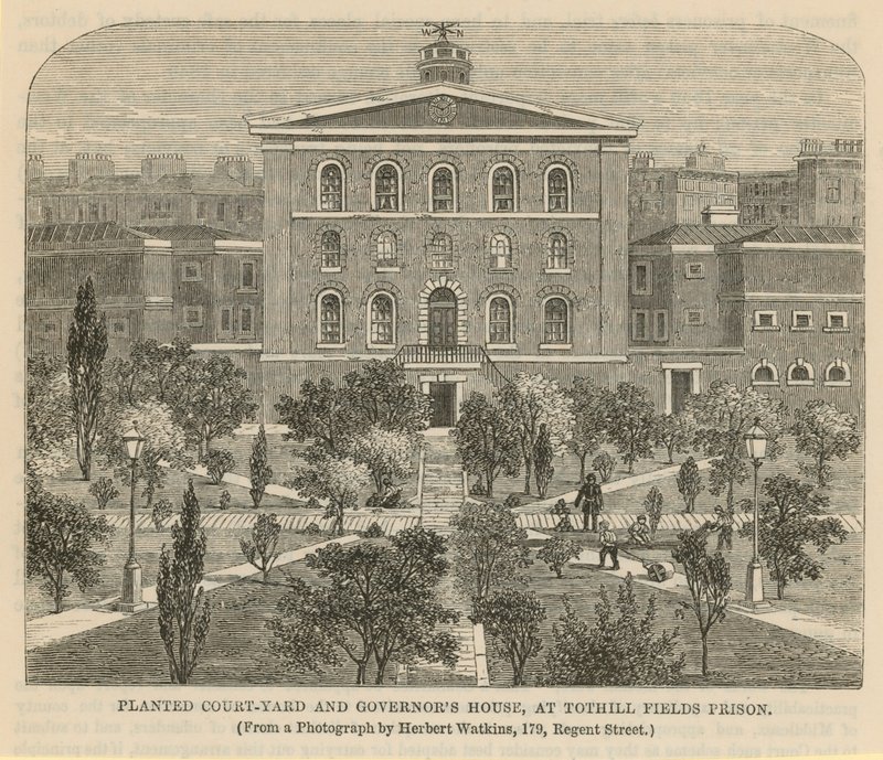 Ültetett udvart és Governors House-t a Tothill Fields-i börtönben alkotó: English School