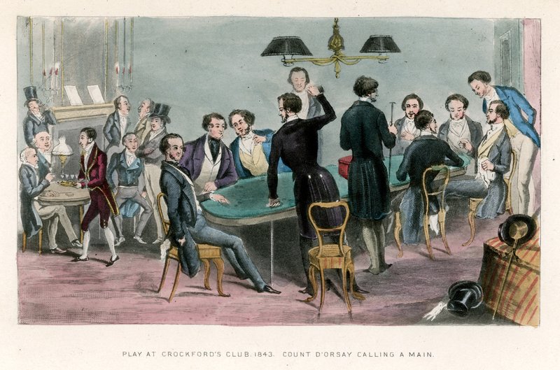 Játssz a Crockfords Clubban, 1843; DOrsey gróf hív egy főt alkotó: English School