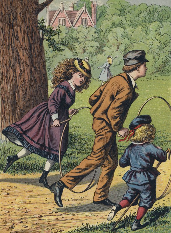 Karikákkal játszanak a parkban (színes lithó) alkotó: English School