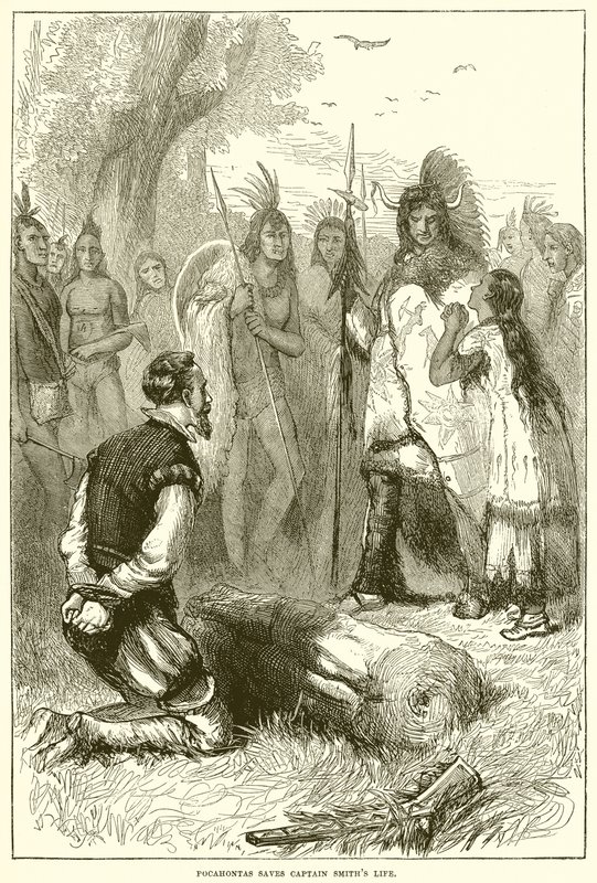 Pocahontas megmentette Smith kapitány életét alkotó: English School