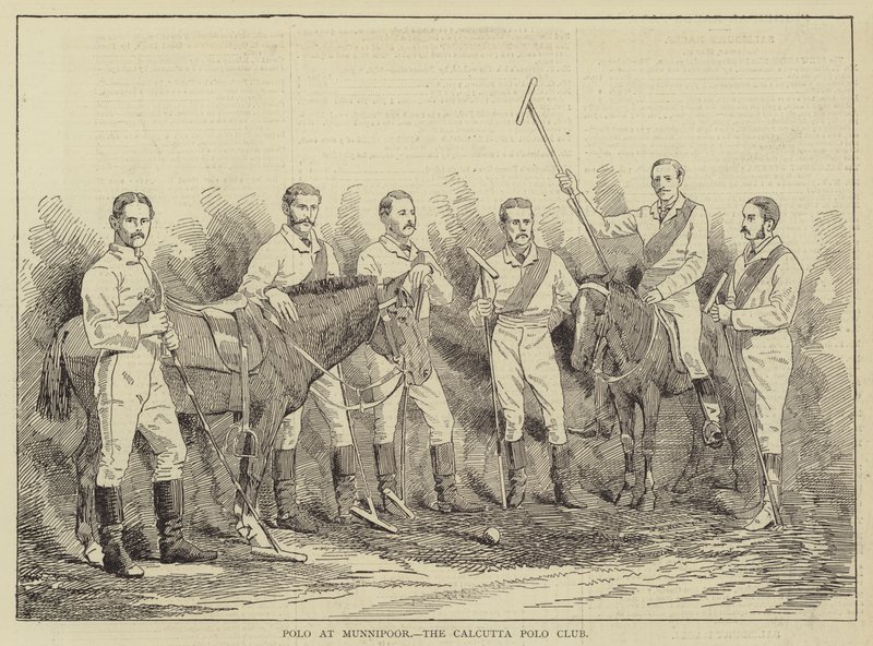 Polo at Munnipoor, a Calcutta Polo Club (metszet) alkotó: English School