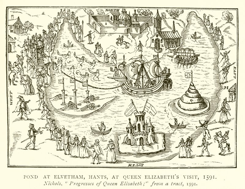 Tó Elvethamben, Hantsban, Erzsébet királyné látogatásánál, 1591 alkotó: English School