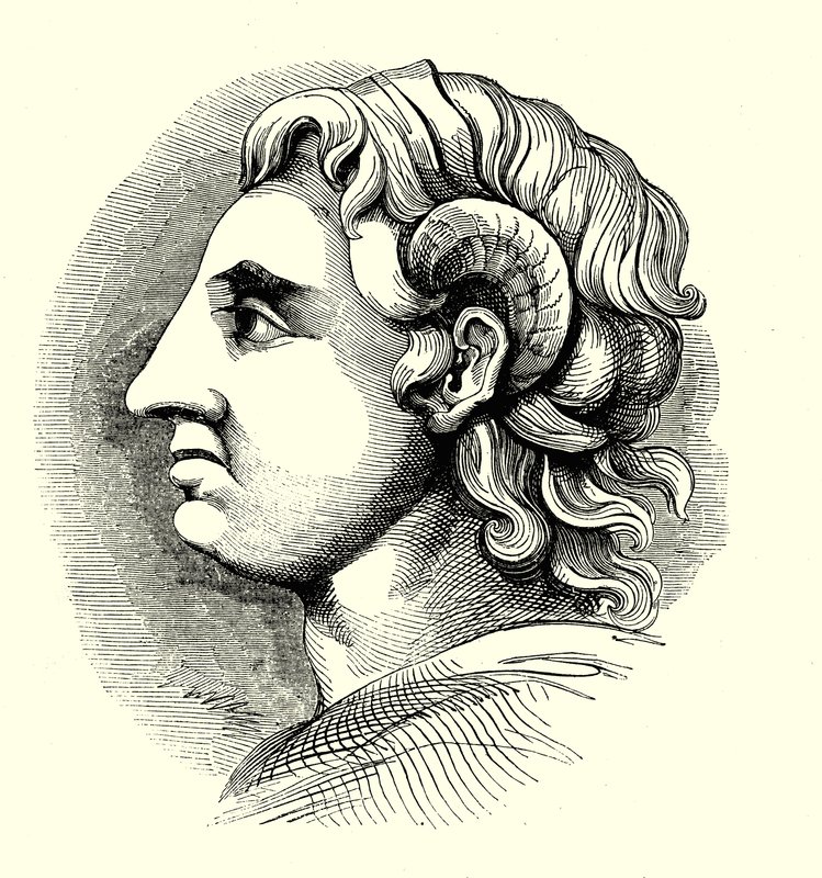 Nagy Sándor portréja, az oxfordi Bodleian Könyvtárban található érméből (metszet) alkotó: English School