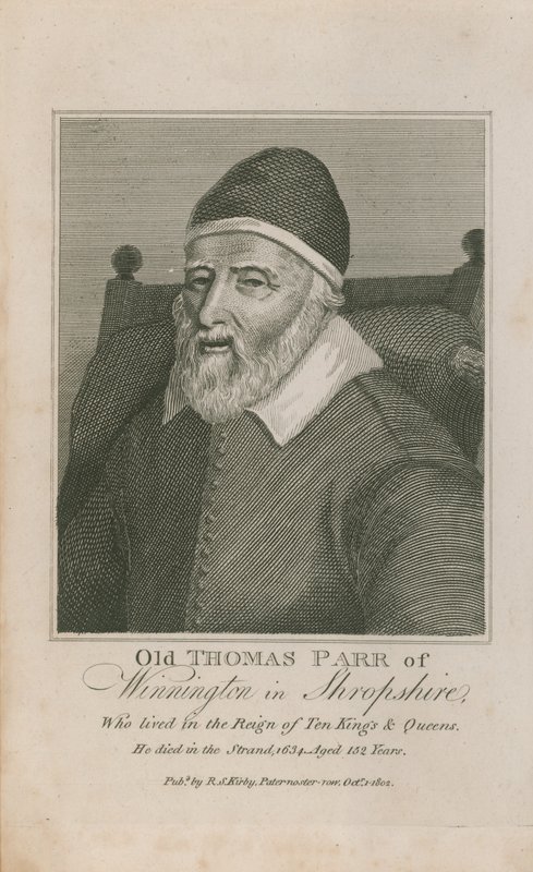 Az öreg Thomas Parr portréja alkotó: English School