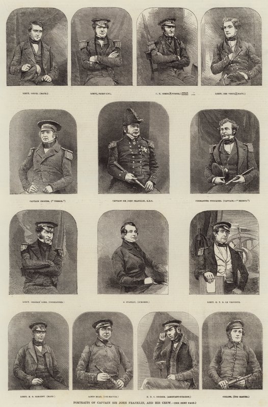 Portré Sir John Franklin kapitányról és legénységéről alkotó: English School