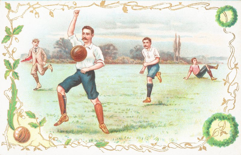 Képeslap focizó férfiakkal alkotó: English School