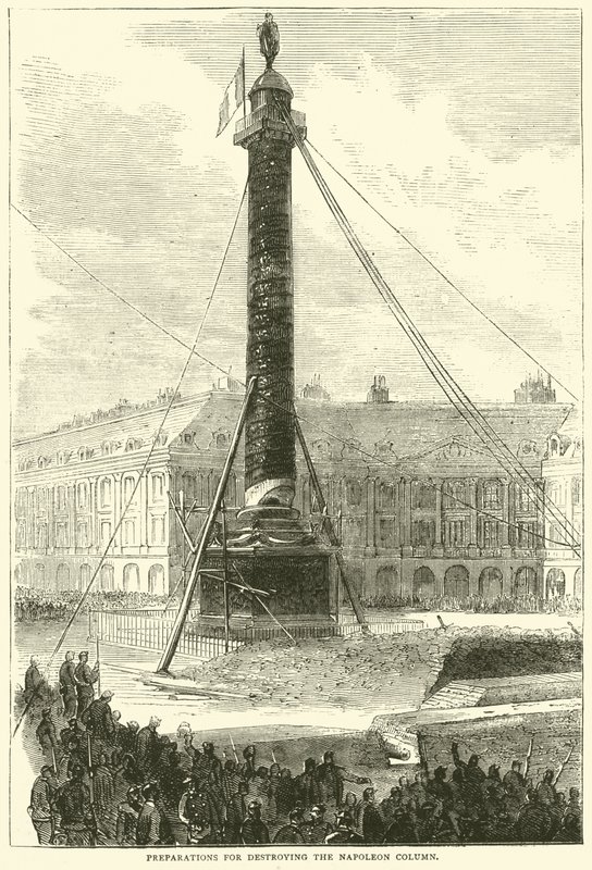 A Napóleon-oszlop lerombolásának előkészületei, 1871. április alkotó: English School