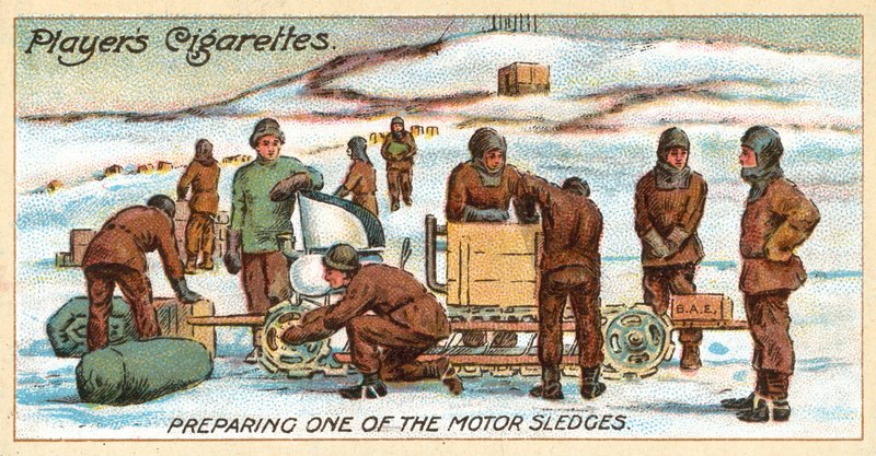 Az egyik motorszán előkészítése (chromolitho) alkotó: English School