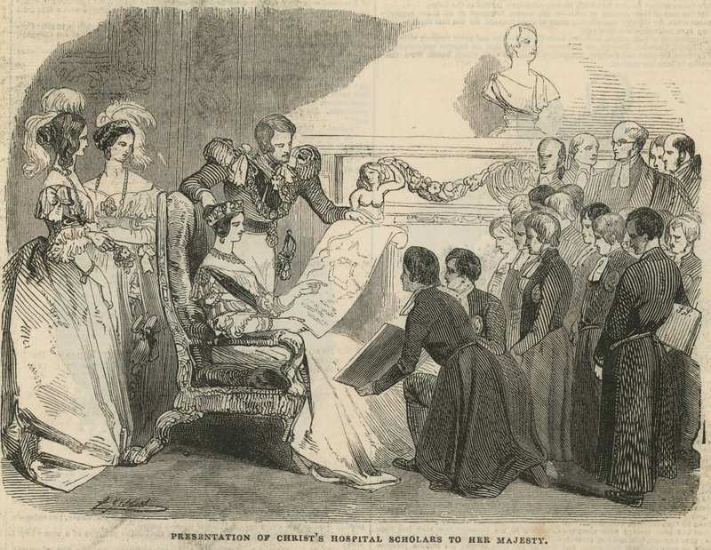 A Christs Hospital tudósainak bemutatása Őfelségének alkotó: English School