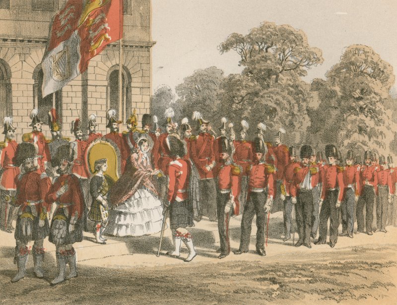 Krími érmek átadása a londoni Horse Guards Őfelsége által alkotó: English School