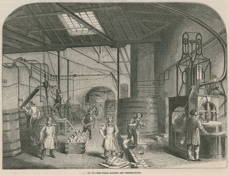 Árak Patent Candle Company dolgozik; A gőzforraló és a gépház alkotó: English School
